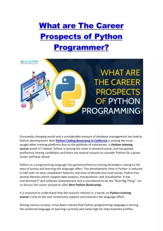 Career Prospects of Python Programmer