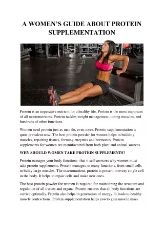 A WOMEN’S GUIDE ABOUT PROTEIN SUPPLEMENTATION