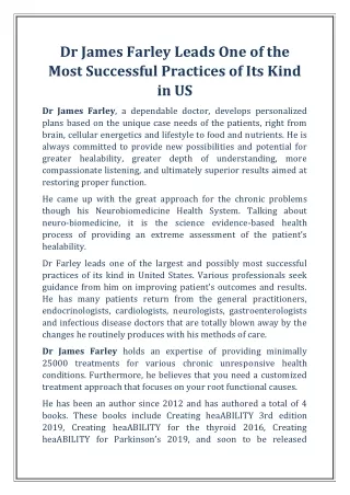 dr james farley leads one of the most successful