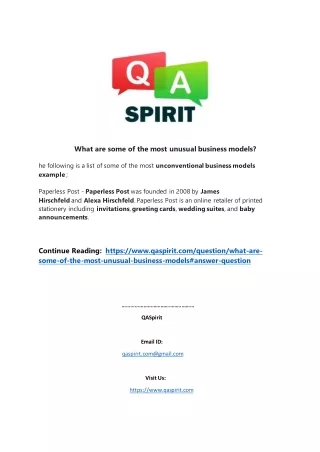 what are some of the most unusual business models