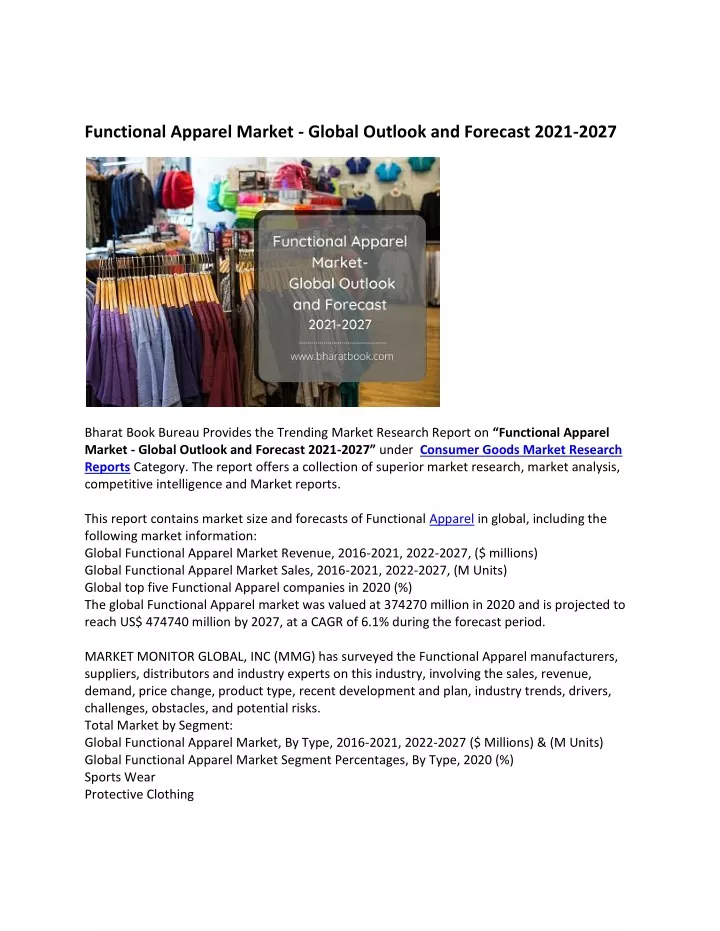 functional apparel market global outlook