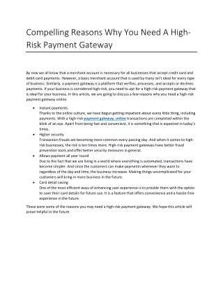 compelling reasons why you need a high risk