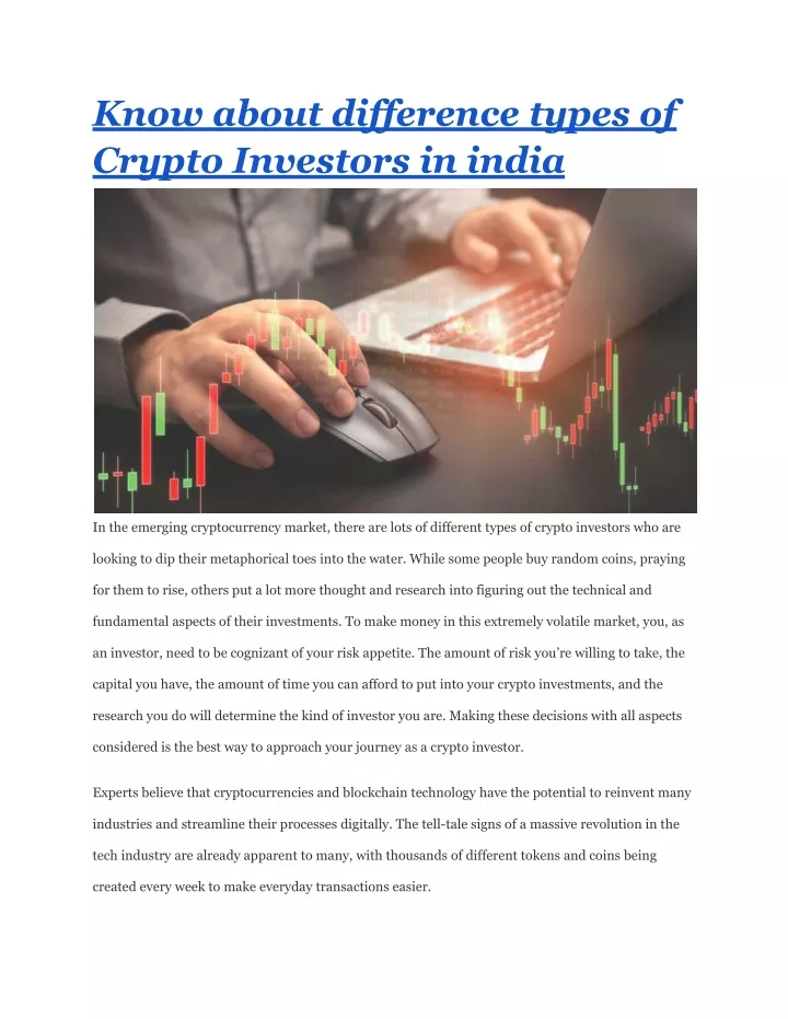 know about difference types of crypto investors