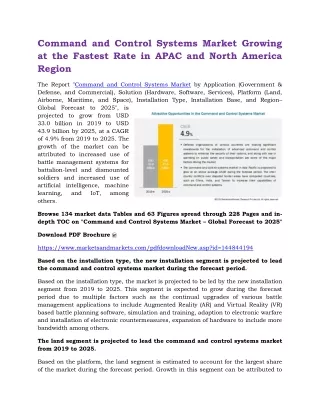 command and control systems market growing