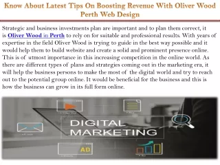 Know About Latest Tips On Boosting Revenue With Oliver Wood Perth Web Design
