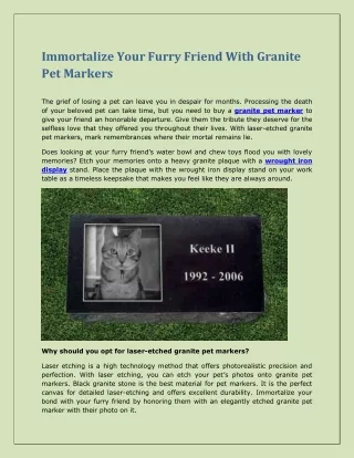 Immortalize Your Furry Friend With Granite Pet Markers