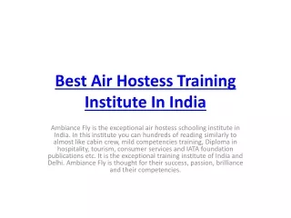 Best Air Hostess Training Institute In India