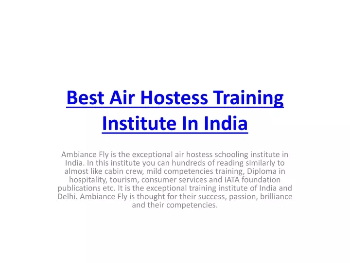 best air hostess training institute in india