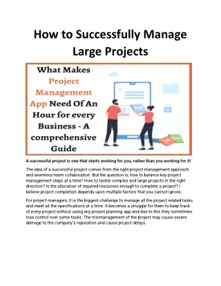 how to successfully manage large projects
