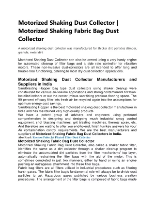 Motorized Shaking Dust Collector-converted