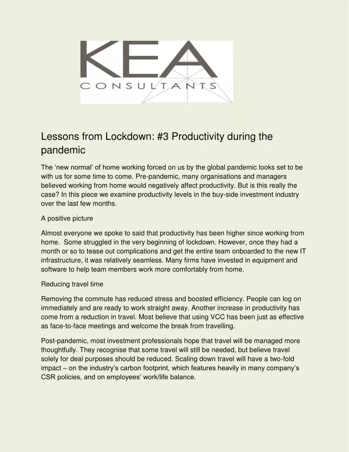 lessons from lockdown 3 productivity during