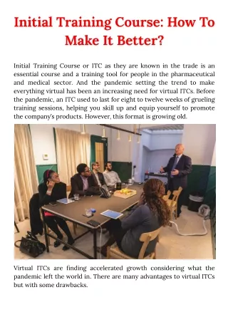 initial training course how to make it better