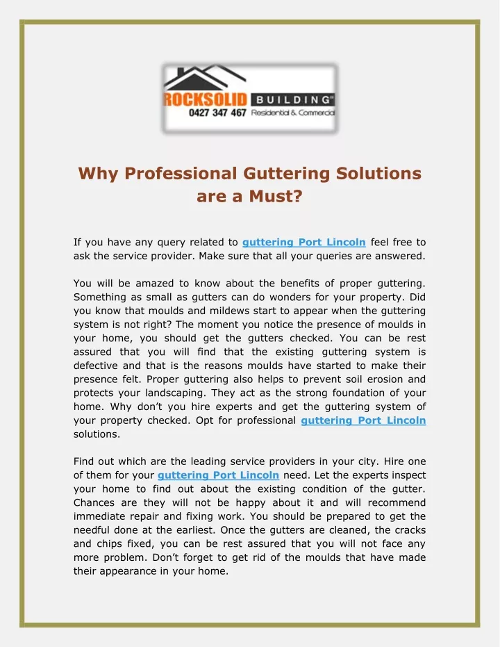 why professional guttering solutions are a must