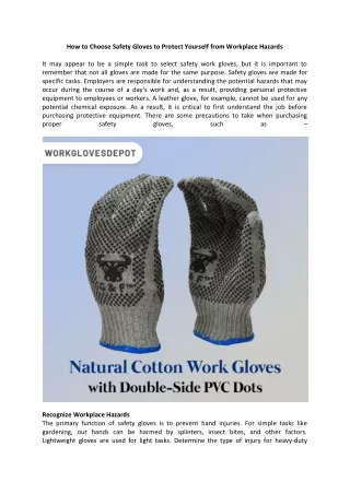 how to choose safety gloves to protect yourself