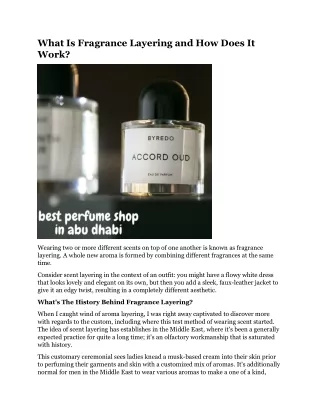 what is fragrance layering and how does it work