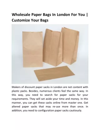 wholesale paper bags London