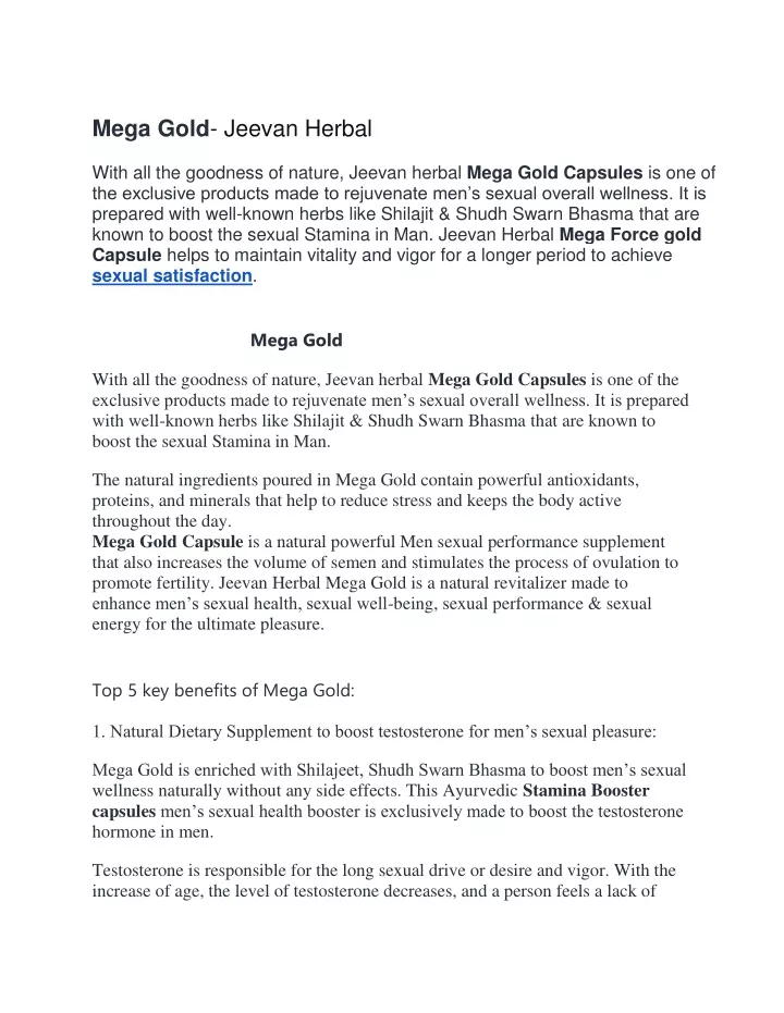 mega gold jeevan herbal with all the goodness