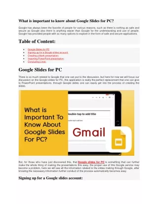 What is important to know about Google Slides for PC?