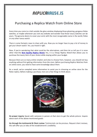 Purchasing A Replica Watch From Online Store