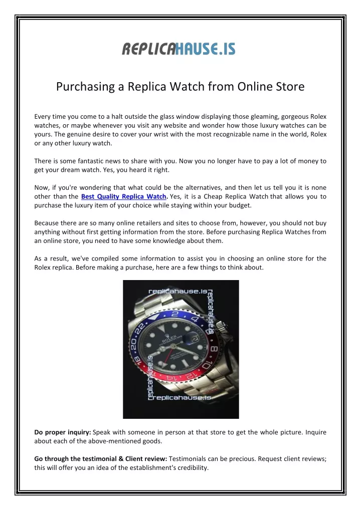 purchasing a replica watch from online store