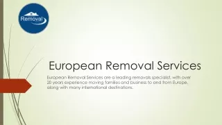 European Removal Services | Moving Families and Business | Removals to Europe