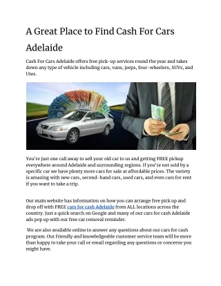 A Great Place to Find Cars For Cash  Adelaide