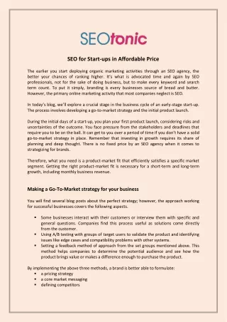 seo for start ups in affordable price
