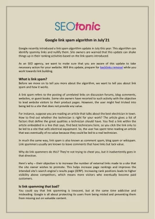 google link spam algorithm in july 21