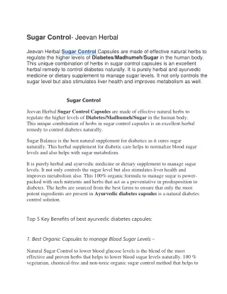 Sugar Control