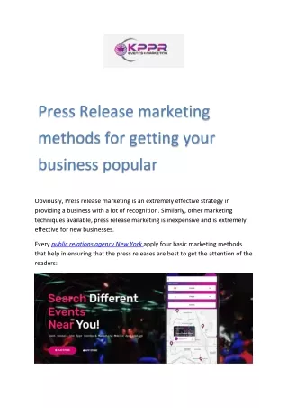 Press Release marketing methods for getting your business popular