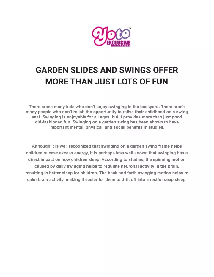 garden slides and swings offer more than just
