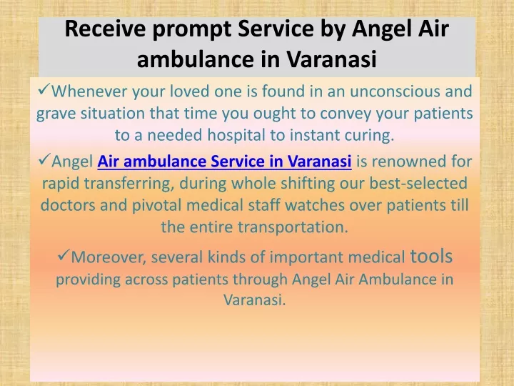 receive prompt service by angel air ambulance