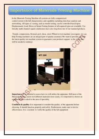 importance of materials testing machine