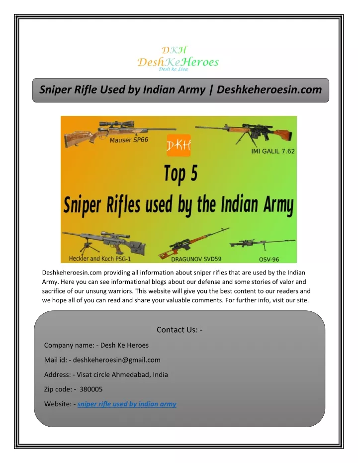 sniper rifle used by indian army deshkeheroesin