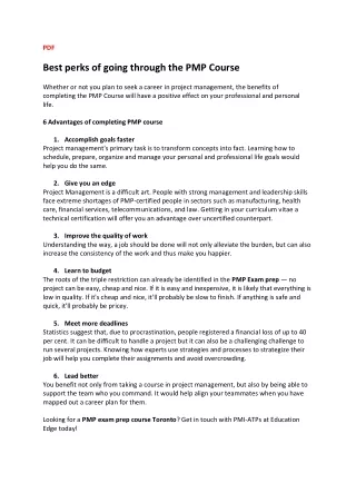 pdf best perks of going through the pmp course