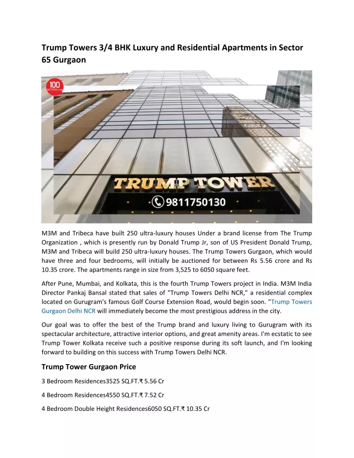 trump towers 3 4 bhk luxury and residential