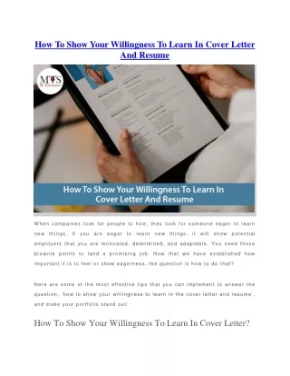 how to show your willingness to learn in cover