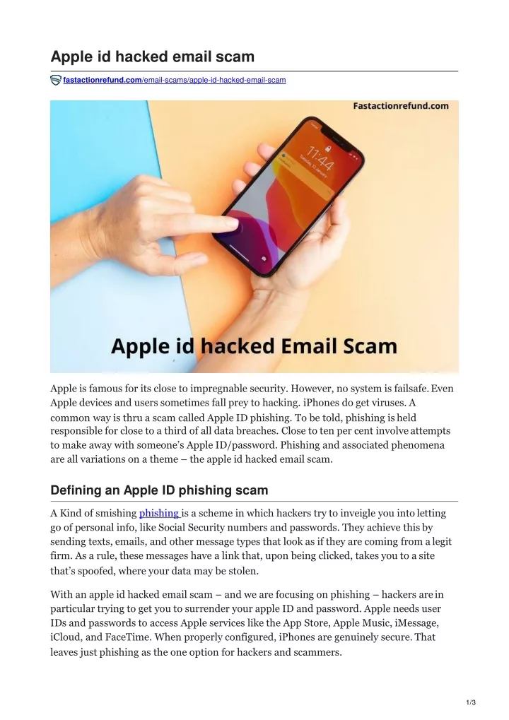 apple id hacked email scam