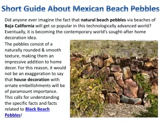 Short Guide About Mexican Beach Pebbles