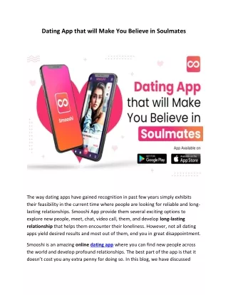 Dating App that will Make You Believe in Soulmates