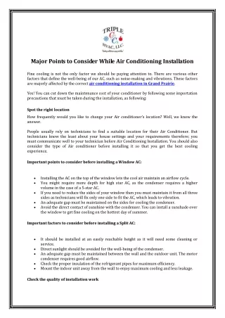 major points to consider while air conditioning