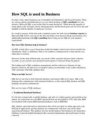 how sql is used in business