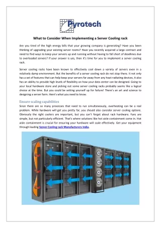 what to consider when implementing a server