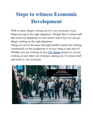 Steps To Witness Economic Development