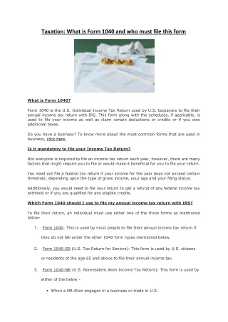 taxation what is form 1040 and who must file this
