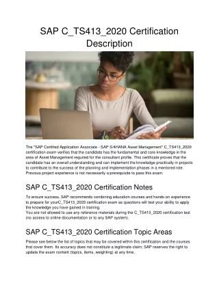 sap c ts413 2020 certification description