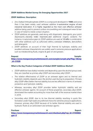 ZDDP Additives Market Survey On Emerging Opportunities 2027
