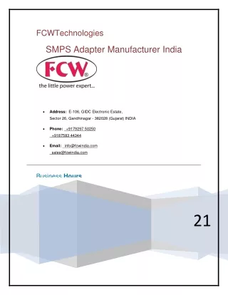 Welcome to FCW Technologies/SMPS Power Supply Manufacturer