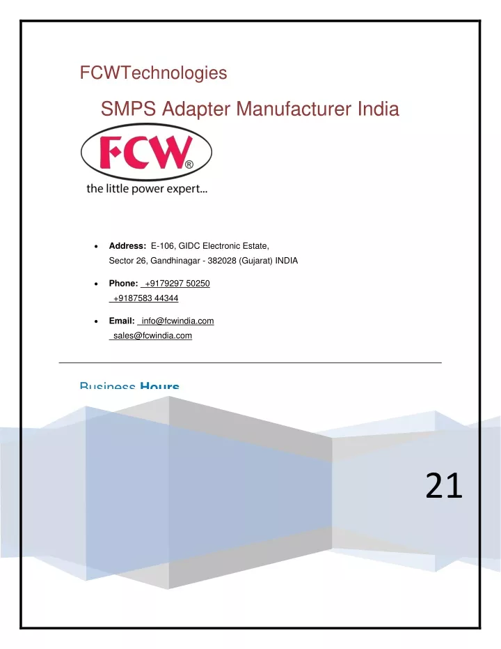 fcwtechnologies smps adapter manufacturer india