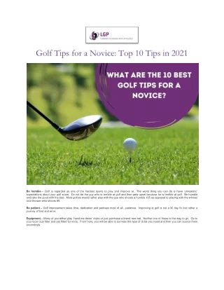 Golf Tips for a Novice - Top 10 Tips in 2021